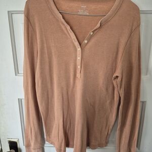 Aerie Waffle Long Sleeve Henley Top